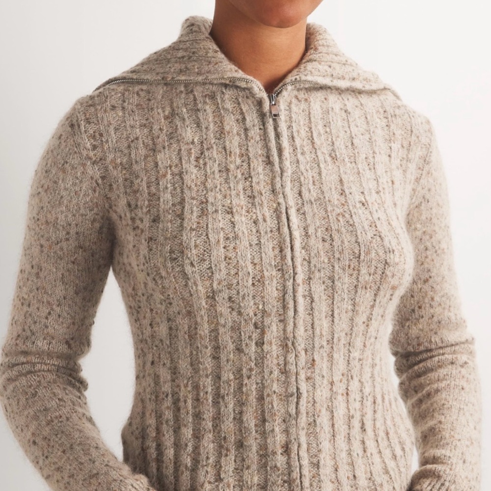 Croft & Barrow Women's Speckled Beige Cowl Neck Sweater